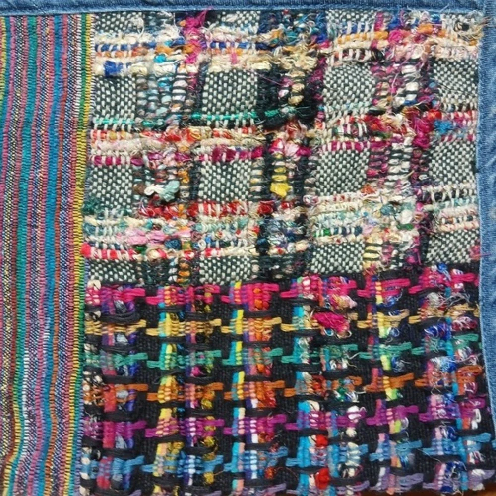Vintage Denim Patchwork Vest Woven M granny core southwestern  cottage boho chic